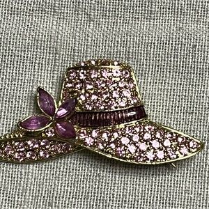 Monet Pink and Purple Hat Brooch